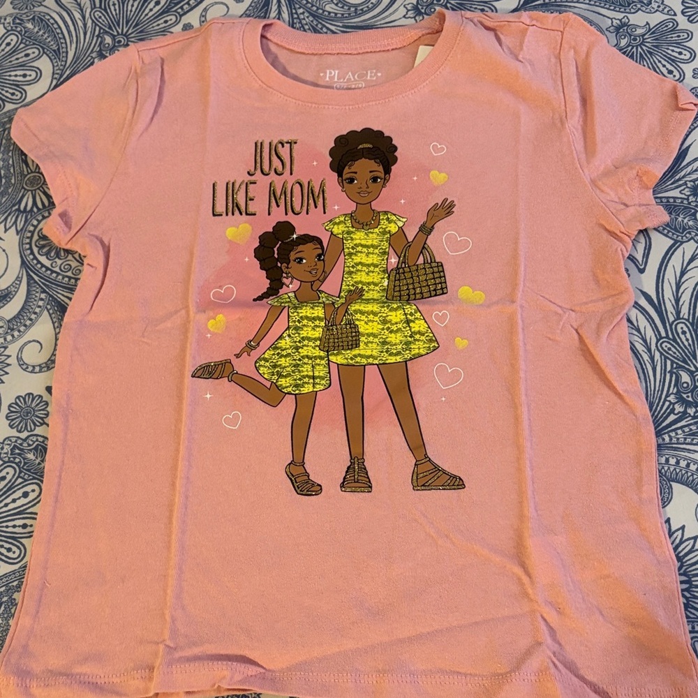 The Children's Place Pink Graphic Tee with Mother-Daughter Design